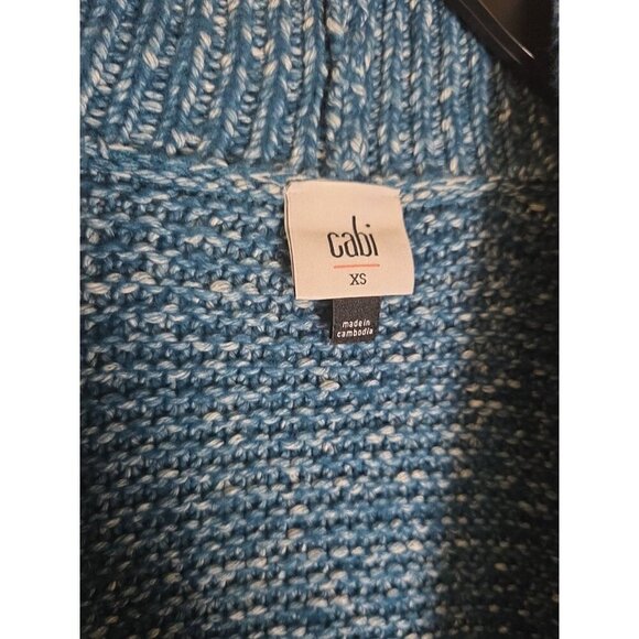 Cabi Blue Cable Knit Open Front Chunky Cardigan Sweater Size XS Cotton Blend - Picture 6 of 6